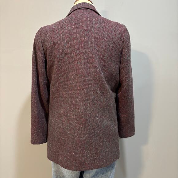 Vintage Courtenay women's wool blazer burgundy and maroon tweed, women’s size 10 - Picture 8 of 11